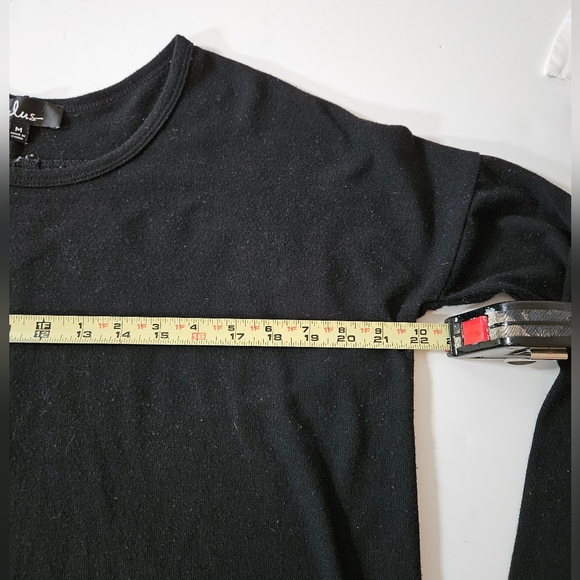 Lulus sz M Black zip to my lou hi low back goldtone zip sweater top - Picture 5 of 7